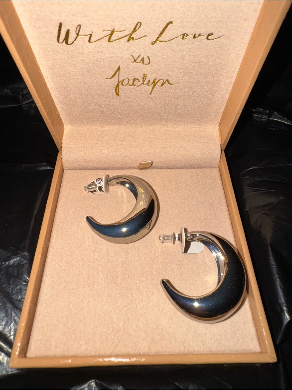 Jaclyn With Love Silver Crescent Hoop Earrings - Moon-Shaped Women’s Jewelry